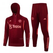 Chandal de Sudadera del Manchester United 2023-2024 Rojo Oscuro