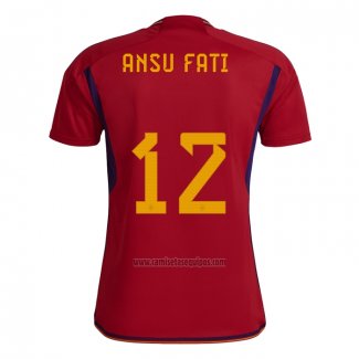 Camiseta Espana Jugador Ansu Fati Primera 2022