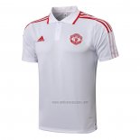 Camiseta Polo del Manchester United 2021-2022 Blanco y Rojo
