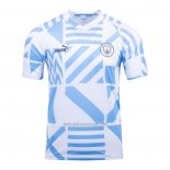 Camiseta Pre Partido del Manchester City 2022 Azul y Blanco